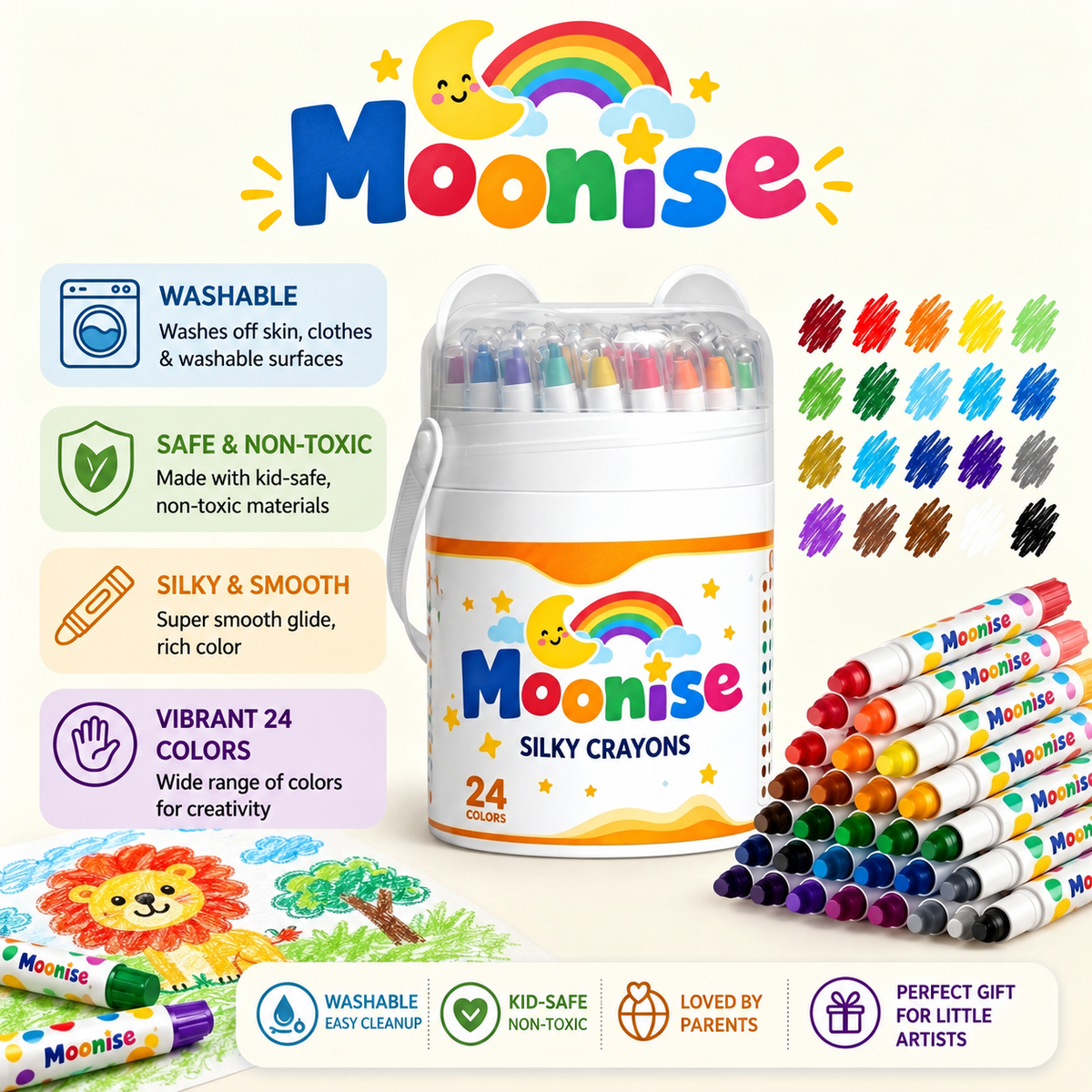 Moonise™ Washable Twist Crayons